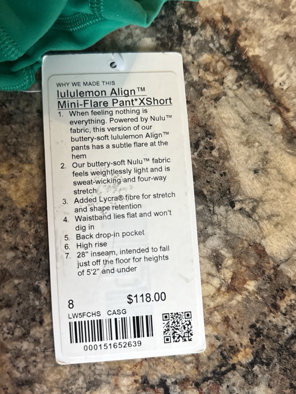 lululemon athletica Align Mini-Flare Xshort — Teal Green